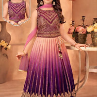 Lehenga Fille collection "Sounita" - Prune