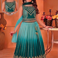Lehenga Fille collection "Sounita" - Bleu lagon