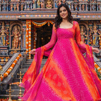 Anarkali Collection "Meenala" - Rose fuchsia/orange