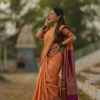 Sari "Ridika" - Orange rouille