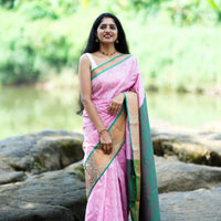 Sari Dharini - Rose/vert motif 1