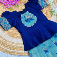 Lehenga Fille collection "Anjali" - Bleu