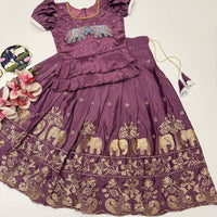 Lehenga Fille collection "Divya" - Violet parme