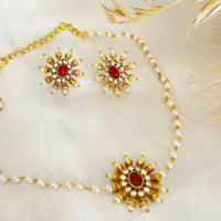 Parure ras de cou "Maharani Flower" Rubis