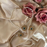 Parure ras de cou "Maharani Flower" Emeraude