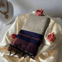 Sari "Kalyani" - Gris/bleu