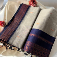 Sari "Kalyani" - Gris/bleu