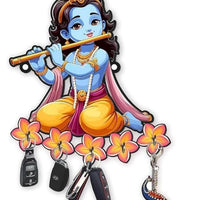 Porte-clés mural en bois : Krishna