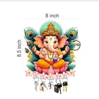 Porte-clés mural en bois : Ganesha