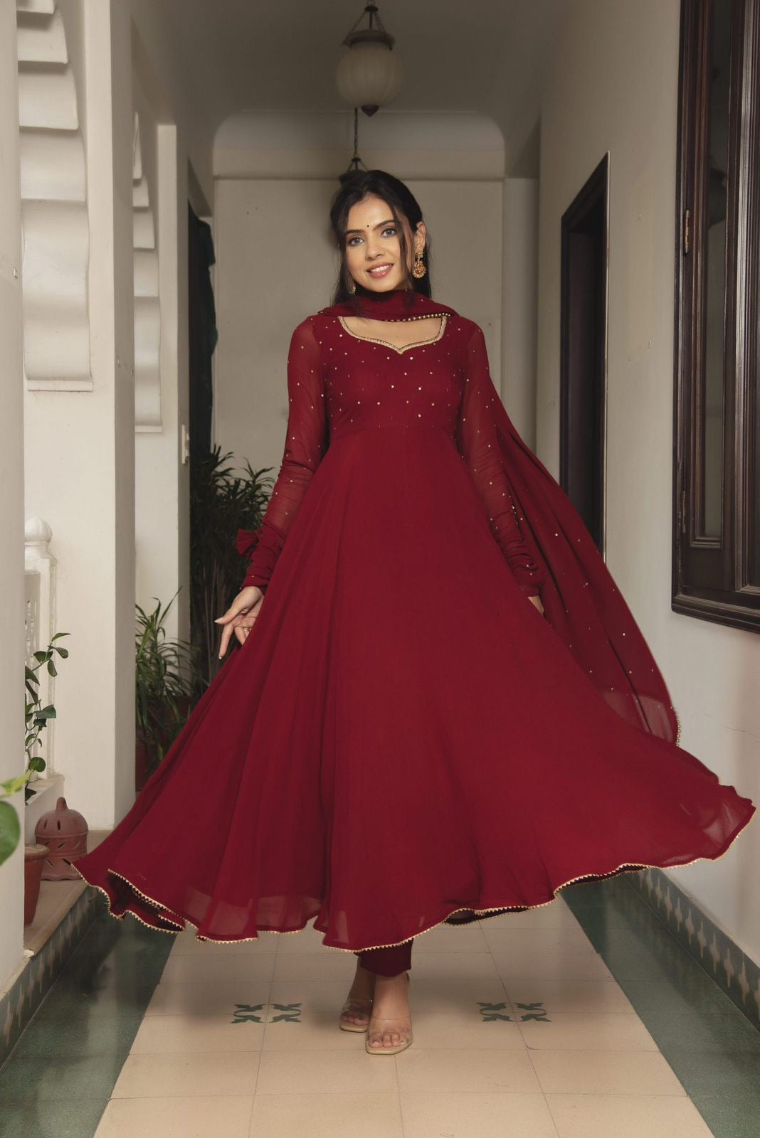 Anarkali Collection "Riya" - Rouge bordeaux