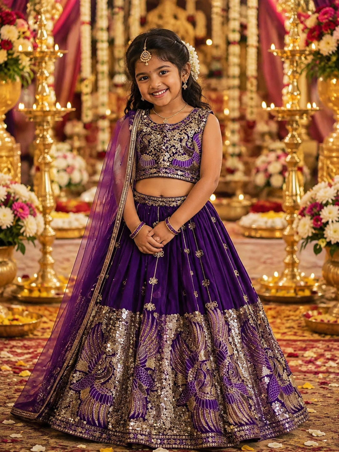 Lehenga Fille collection "Harshana" - Prune