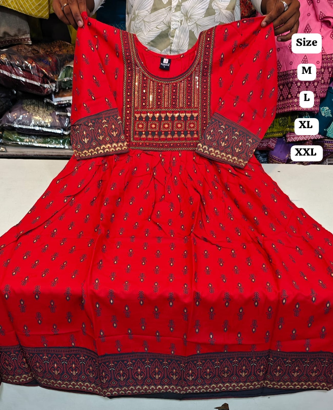 Robe tunique Collection "Mendhana"  - Rouge