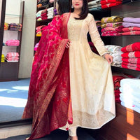 Anarkali/Robe Collection "Akshara Anarkali"  - Blanc