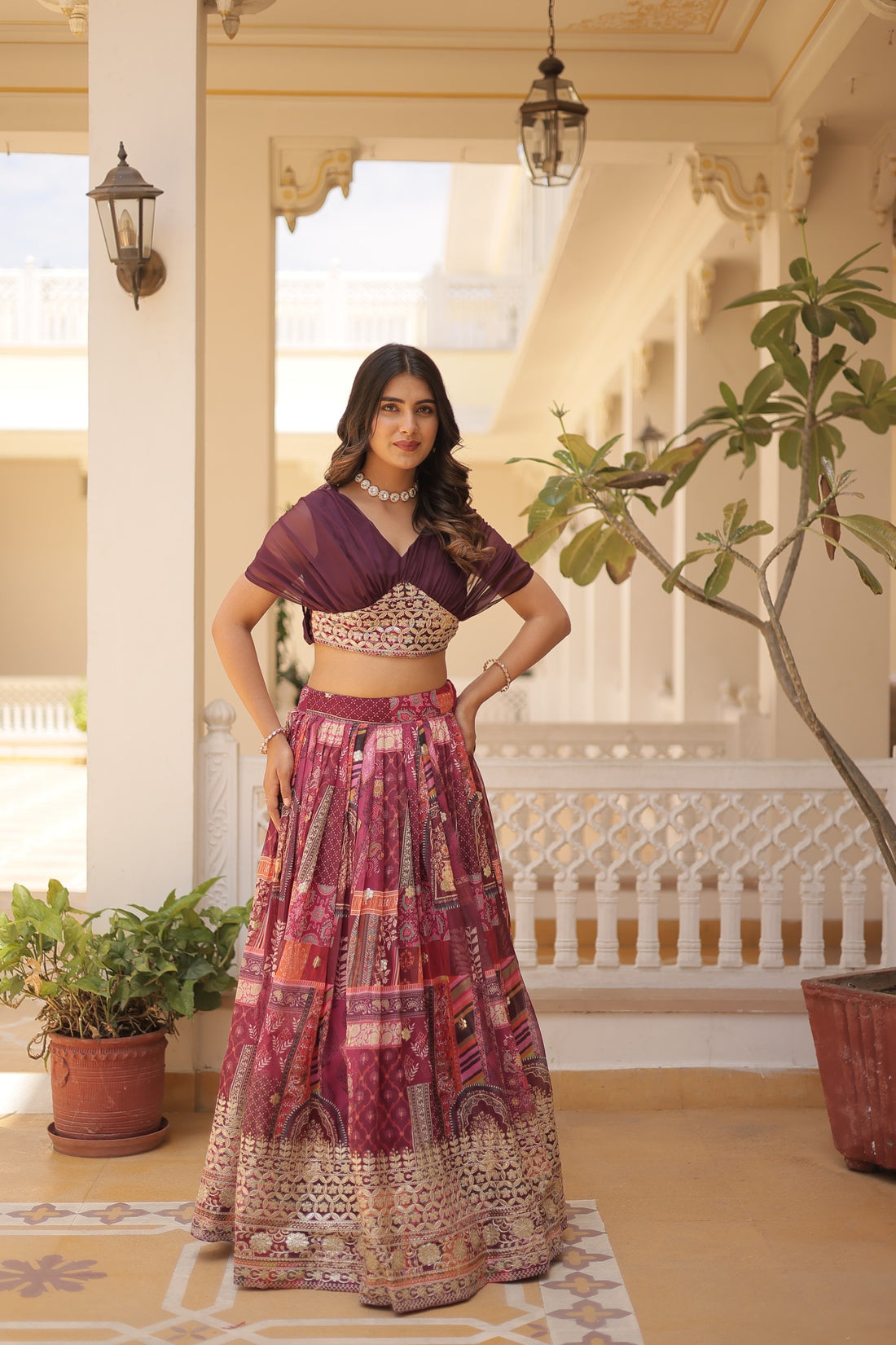 Lehenga collection "Sana" - Bordeaux/prune