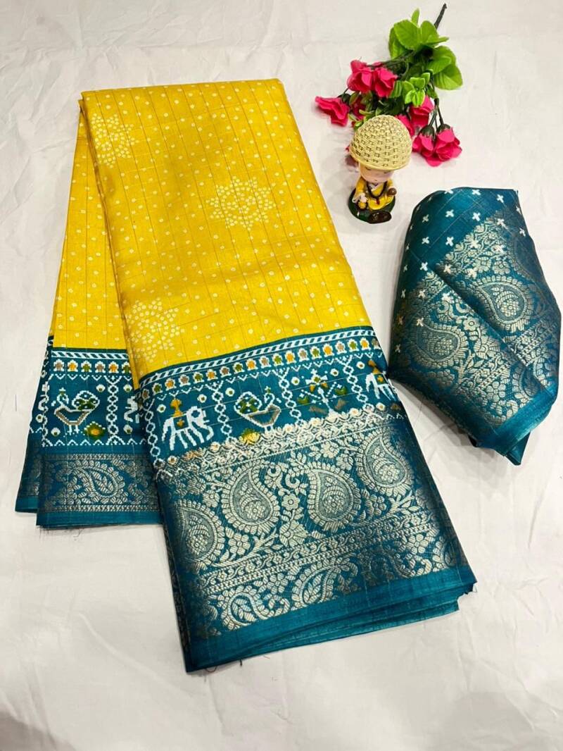 Sari "Dola" coton - Jaune