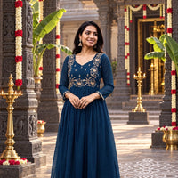 Anarkali/Robe Collection "Tina" - Bleu canard