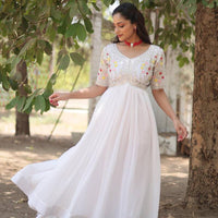 Anarkali/Robe Collection "Anarkali SWEETY2" - Blanc