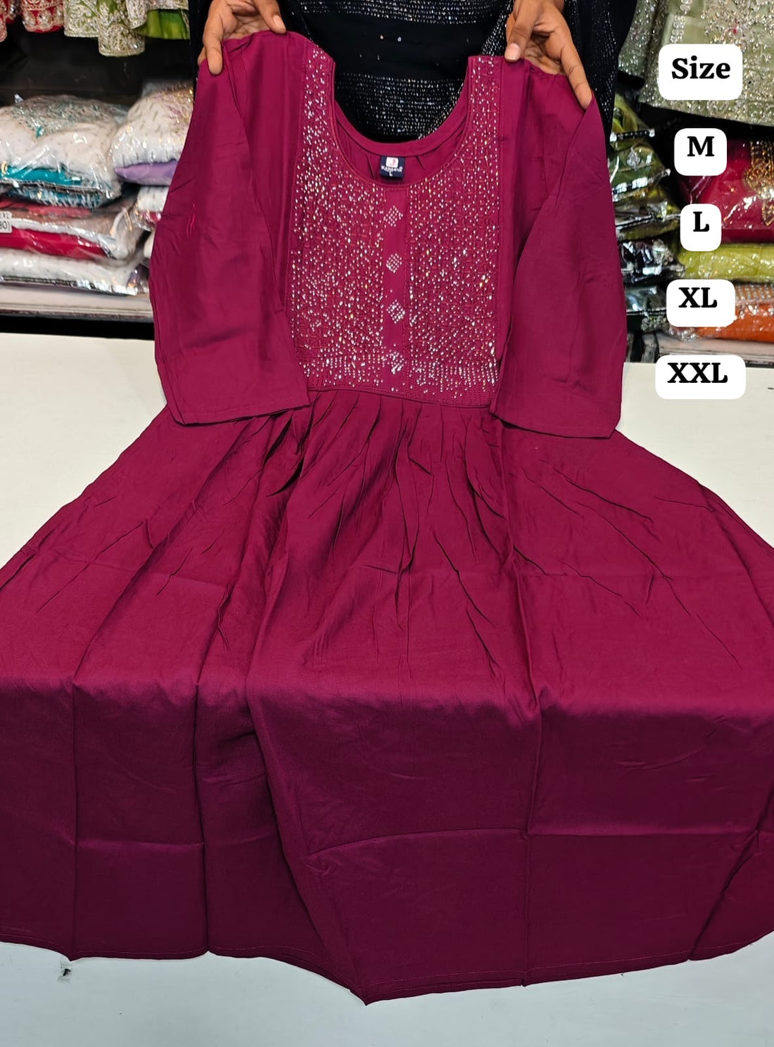 Robe tunique Collection "Mendhana"  - Prune
