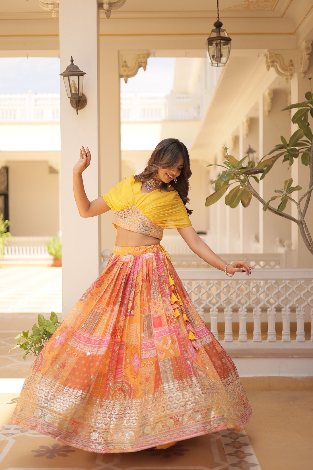 Lehenga collection "Sana" - Jaune/corail