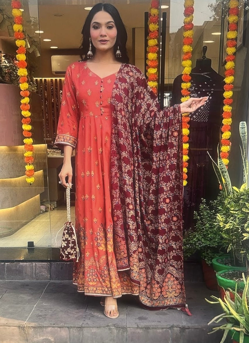 Anarkali/Robe Collection "Velli" - Corail Taille 38