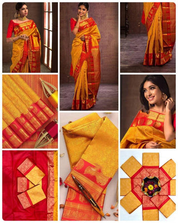 Saris "Tendance mix" jaune/rouge 2