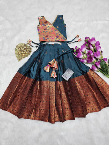 Lehenga Fille collection "Nirandjani" Bleu