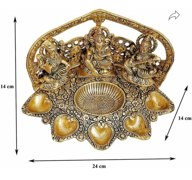 Lampe à huile Lakshmi Ganesh Saraswati -