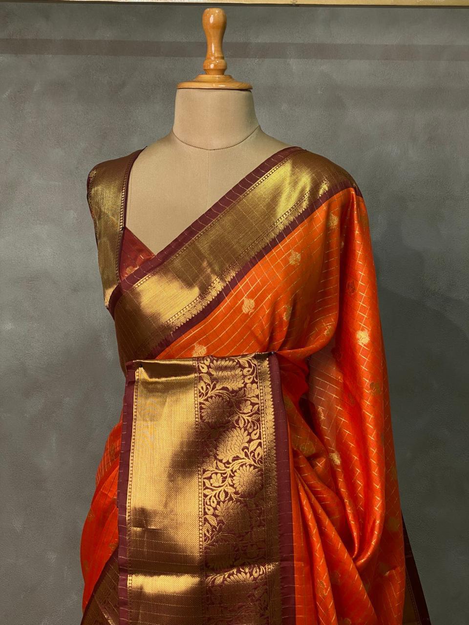 Sari "Ridika" - Orange rouille