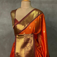 Sari "Ridika" - Orange rouille