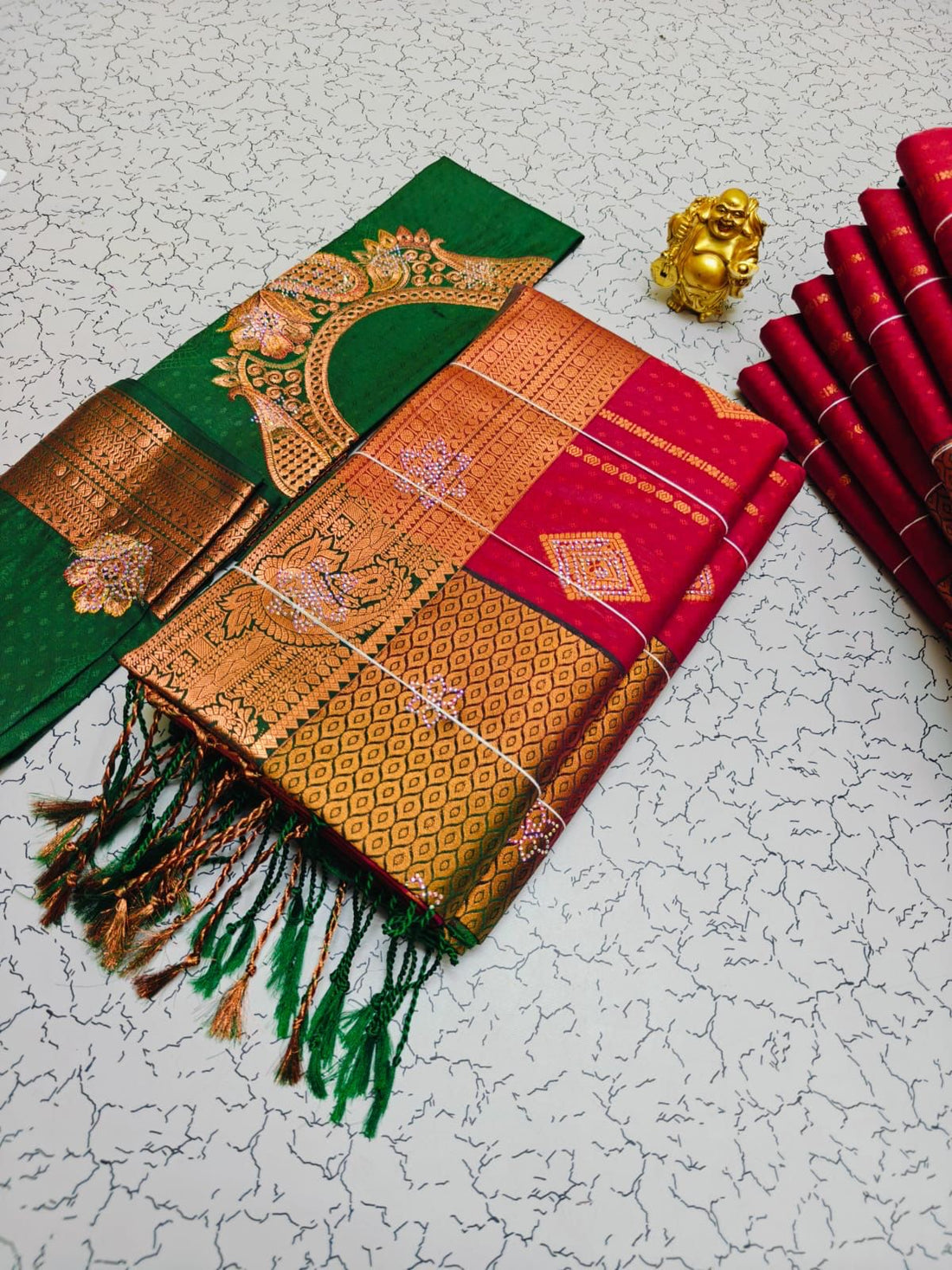 Sari Collection "Chandrani" - Rouge perlé