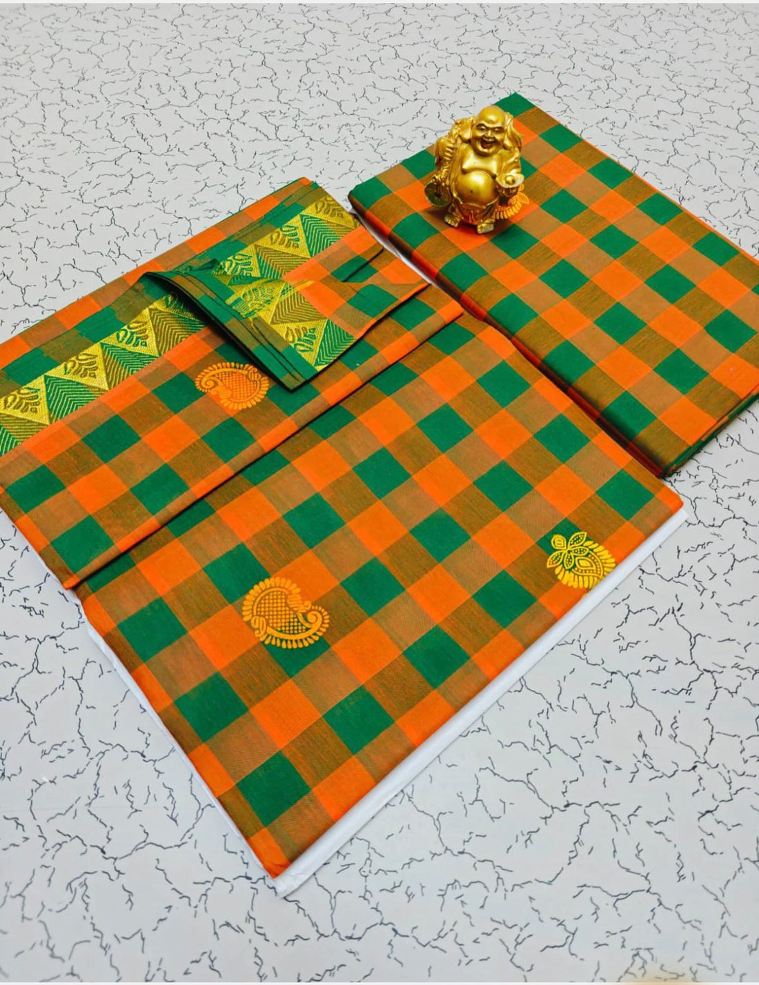 Sari "Rajani" Orange/vert