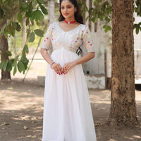 Anarkali/Robe Collection "Anarkali SWEETY2" - Blanc