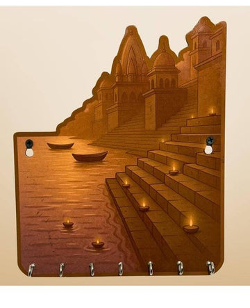 Porte-clés mural en bois : Lampes flottantes