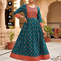 Robe tunique Collection "Mendhana"  - Bleu paon/corail