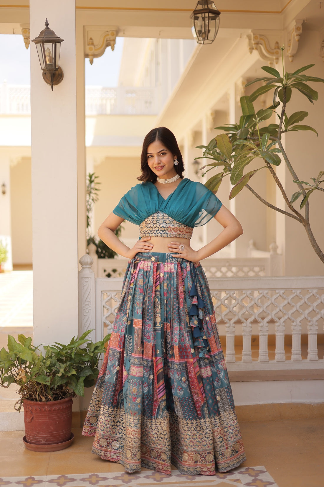Lehenga collection "Sana" - Bleu canard