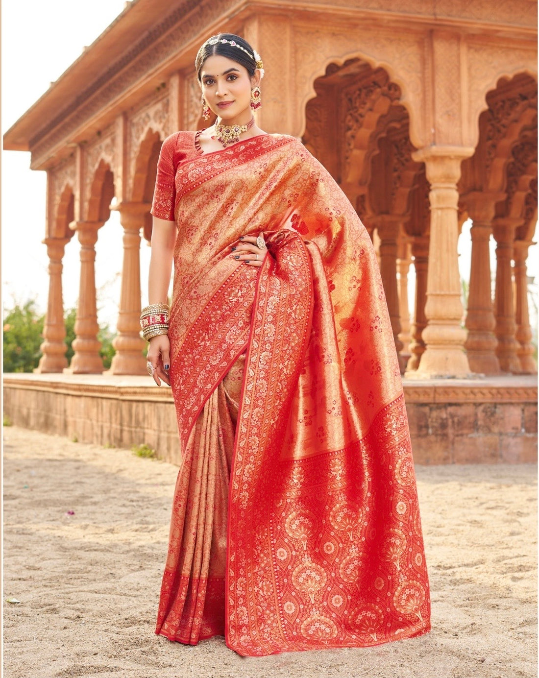 Sari "Shubharambh" - Rouge