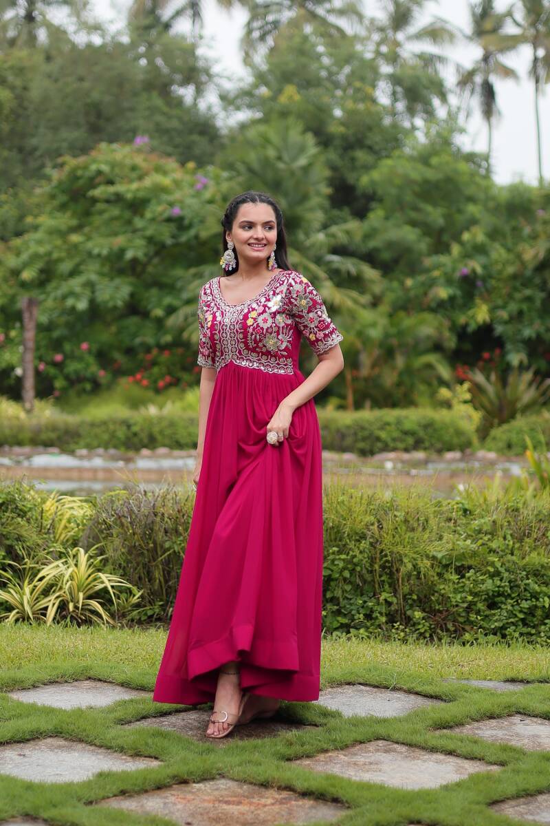Anarkali/Robe Collection "Anarkali SWEETY2" - Rose fuschia