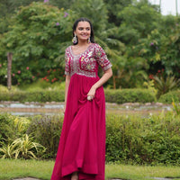 Anarkali/Robe Collection "Anarkali SWEETY2" - Rose fuschia
