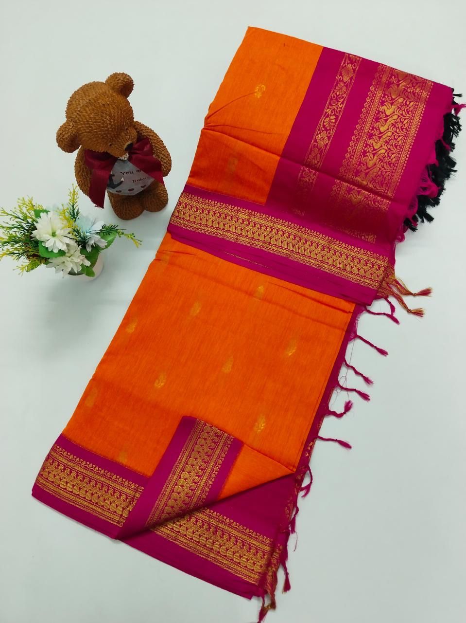 Sari "Kalyani" - Orange/rose