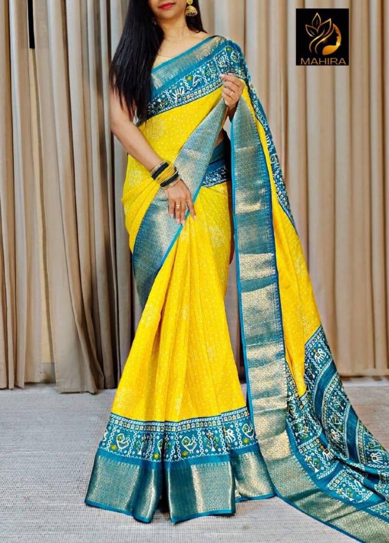 Sari "Dola" coton - Jaune