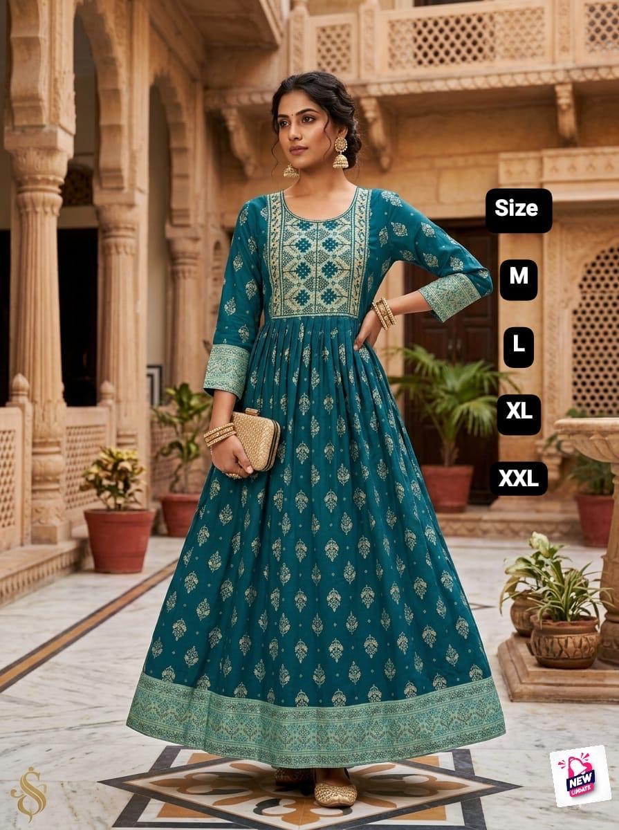 Robe tunique Collection "Mendhana"  - Bleu paon/vert d&