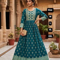 Robe tunique Collection "Mendhana"  - Bleu paon/vert d'eau