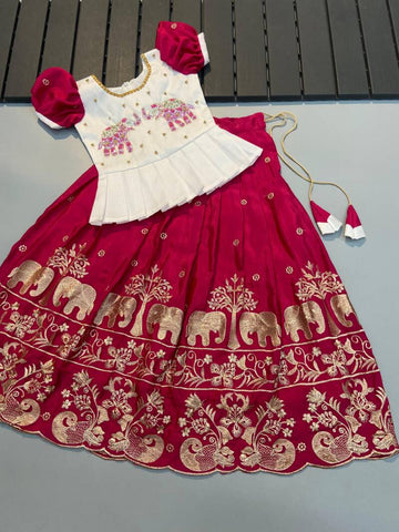 Lehenga Fille collection "Divya" - Rouge
