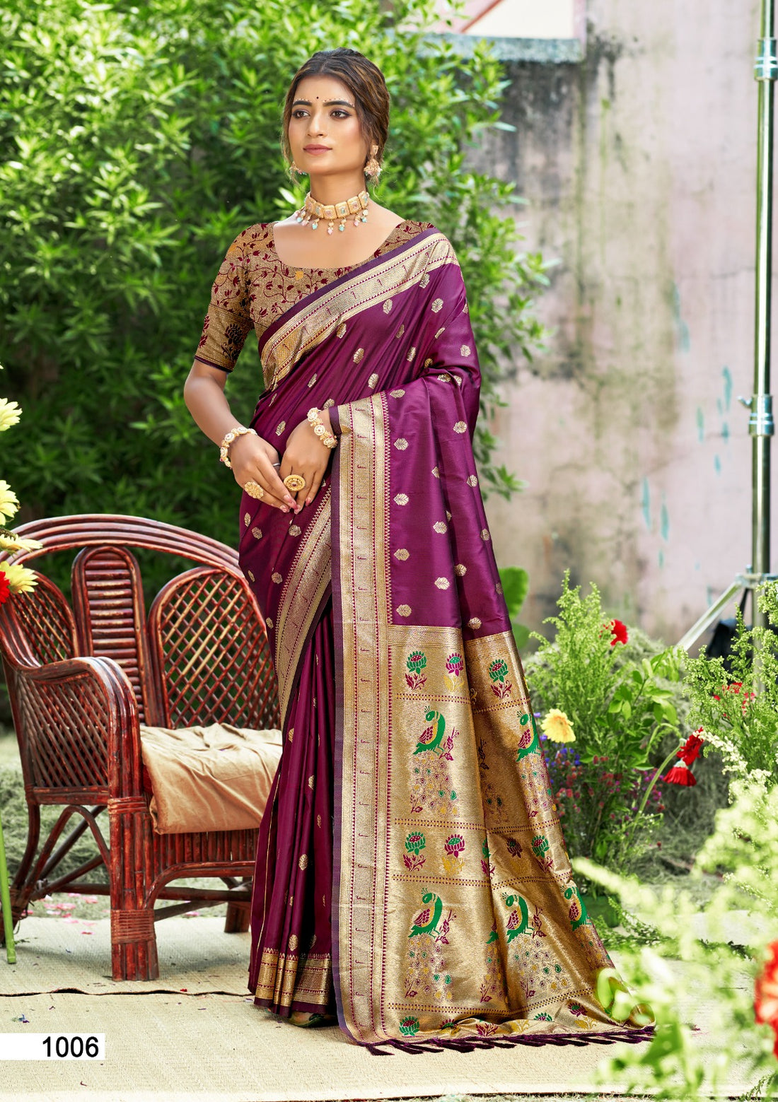 Sari "Mala" - Violet prune