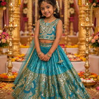 Lehenga Fille collection "Harshana" - Bleu