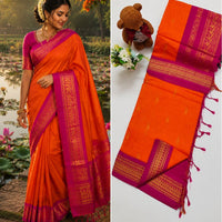 Sari "Kalyani" - Orange/rose