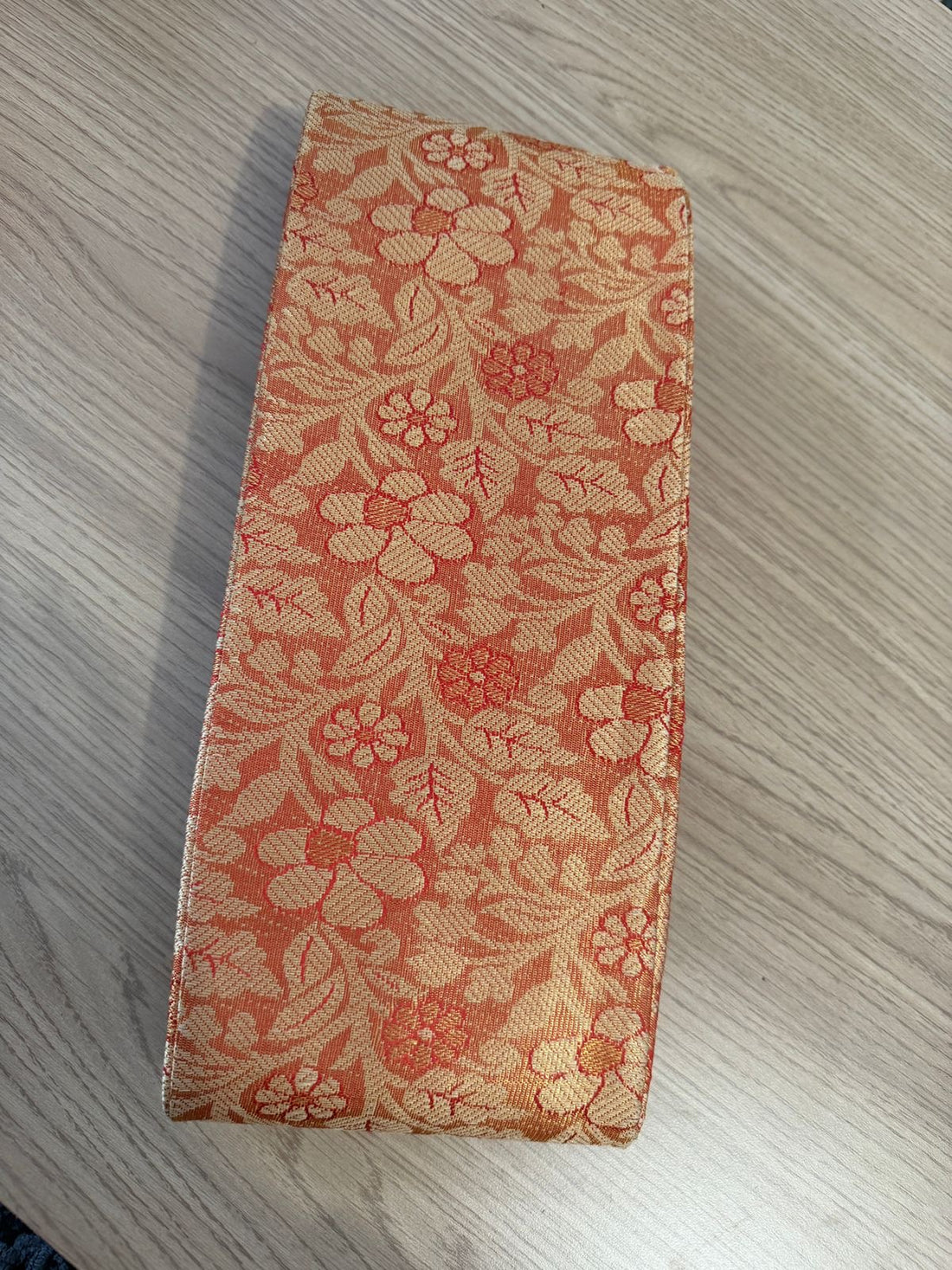 Sari Soundari - ROUGE ORANGÉ motif fleur