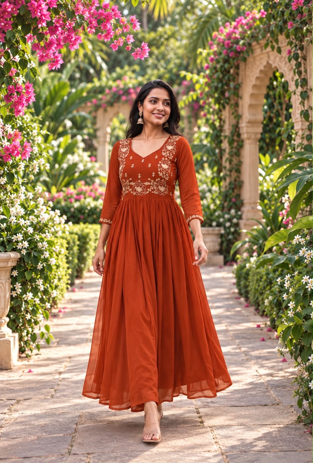 Anarkali/Robe Collection "Tina" - Orange rouille