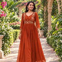 Anarkali/Robe Collection "Tina" - Orange rouille