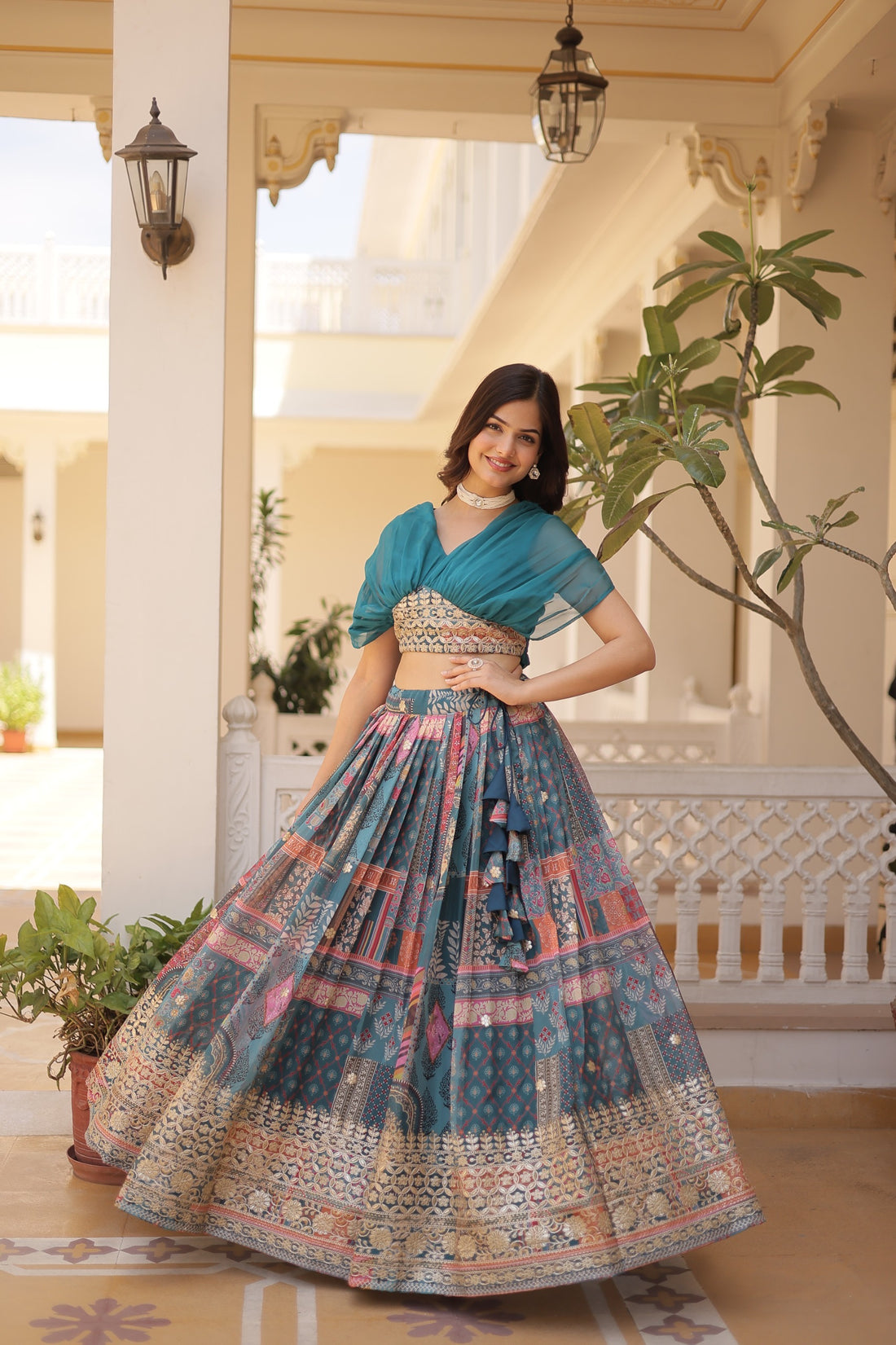 Lehenga collection "Sana" - Bleu canard